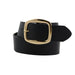 Cinturon sintetico liso negro hebilla rectangular dorada 2129-2