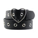 Cinturon sintetico liso negro plateado corazon 3837-1