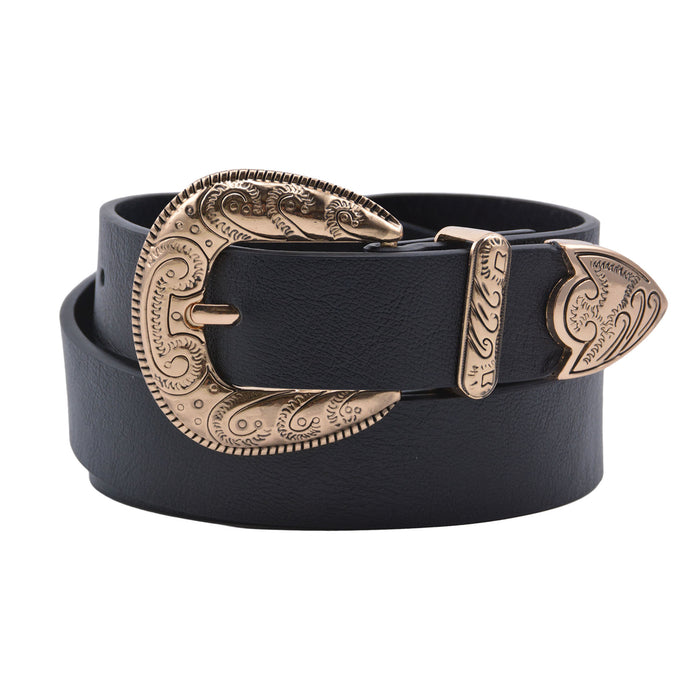 Cinturon sintetico negro dorado liso 4131-2