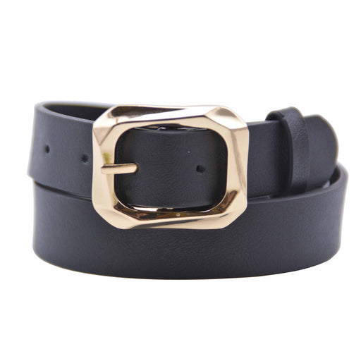 Portada Cinturon sintetico negro hebilla dorada  4075-2