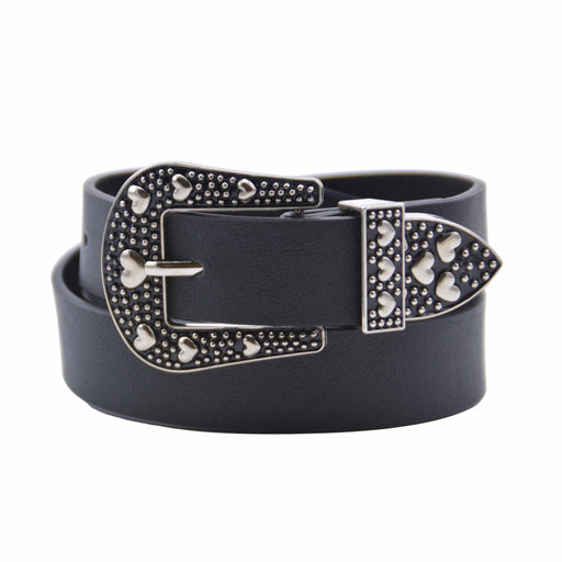 Cinturon sintetico negro hebilla plateada 4074-1