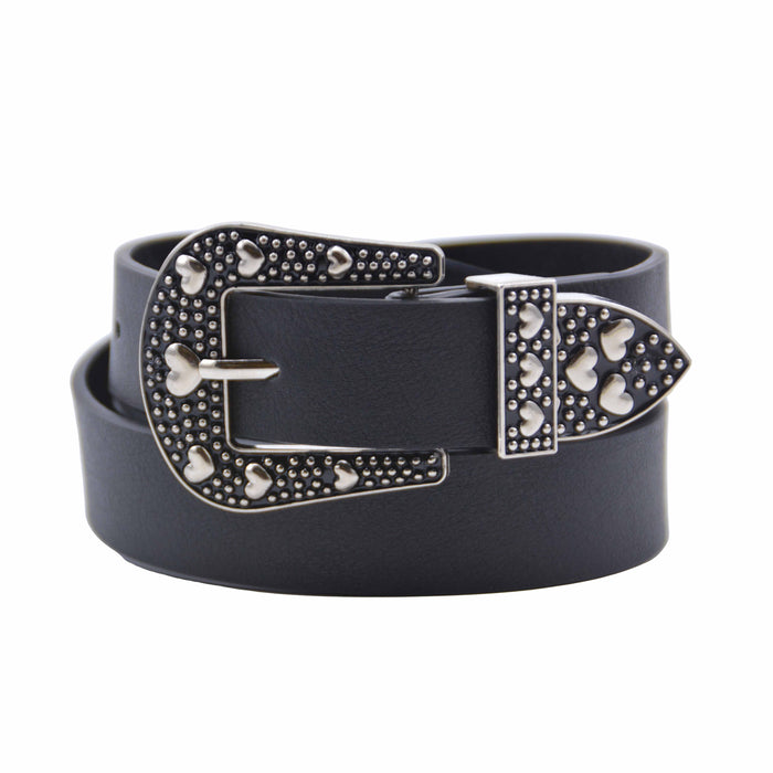 Cinturon sintetico negro hebilla plateada 4074-1