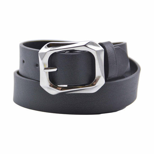 Cinturon sintetico negro hebilla plateada 4075-1