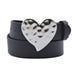 Cinturon sintetico negro plateado liso corazon 4132-1 