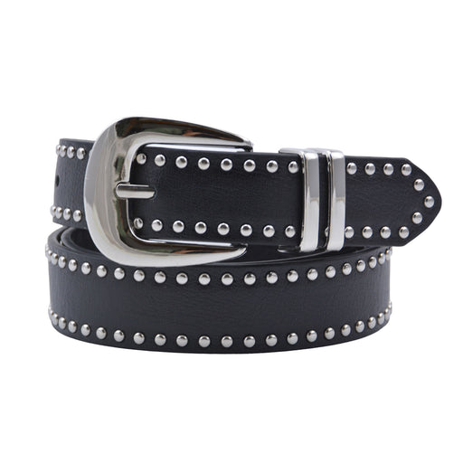 Cinturon sintetico negro plateado tachas 4134-1