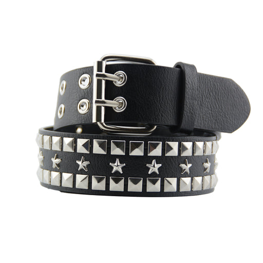 Cinturon sintetico tachas estrellas negro plateado 3849