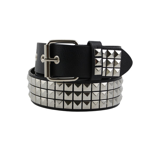 Cinturon sintetico tachas piramide hebilla plateada 3979-1