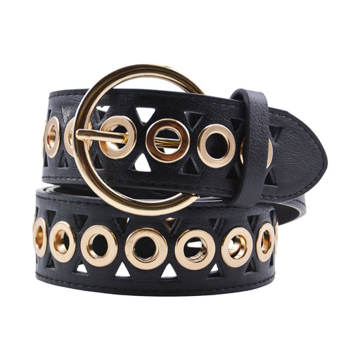 Cinturon tachas negro metal 
dorado 4229-2