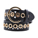 Cinturon tachas negro metal 
dorado 4229-2