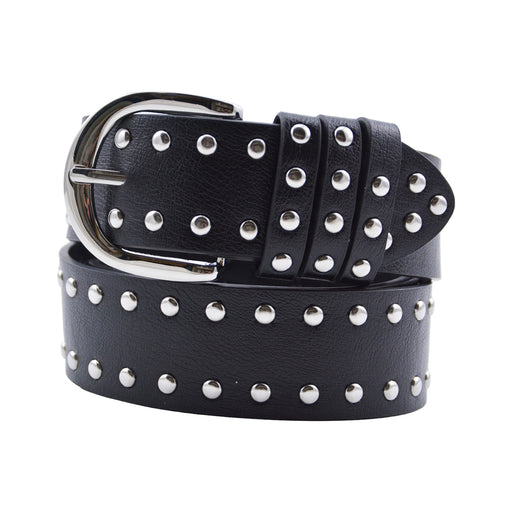 Cinturon tachas negro metal 
plateado 4230-1