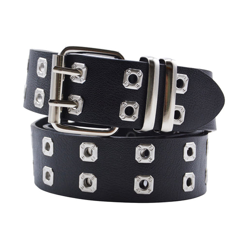 Cinturon tachas negro metal 
plateado 4232