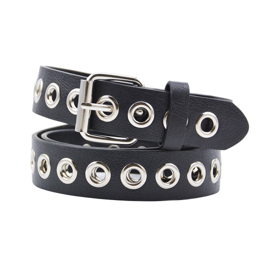 Cinturon tachas negro metal 
plateado 4234-1