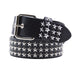 Cinturon tachas negro metal plateado estrellas 4224