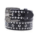 Cinturon tachas negro metal plateado estrellas 4228