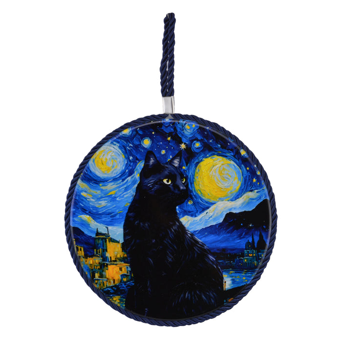 Colgante ceramica corcho gato negro noche 4143-4