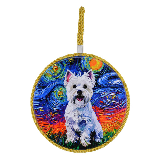 Colgante ceramica corcho perro Westie 4142-2