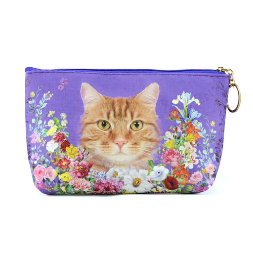 Cosmetiquero floral gato amarillo
