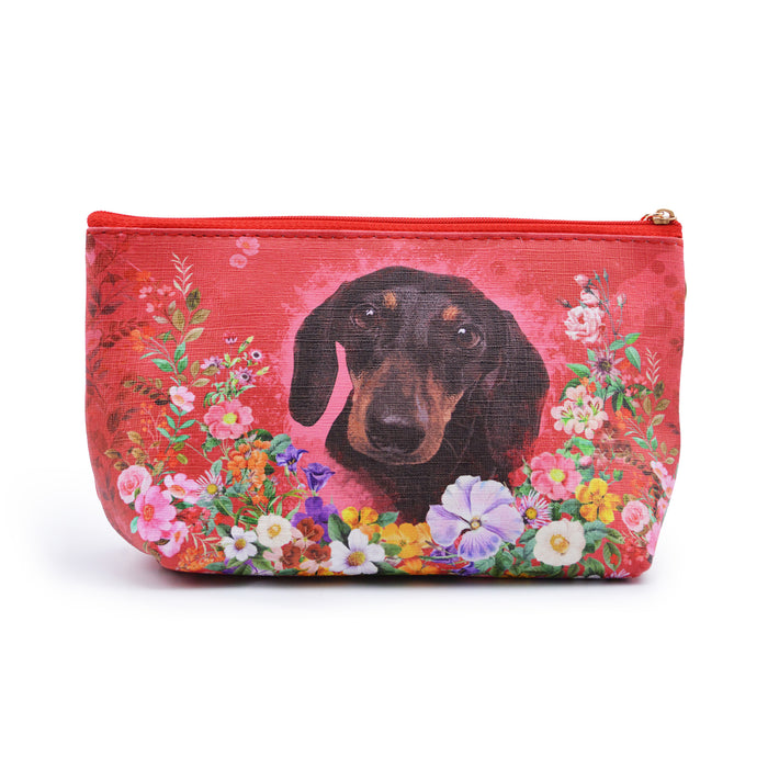 Cosmetiquero plastico floral rojo salchicha negro 3601-1