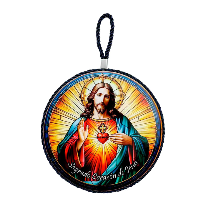Cuadro retrato colgante ceramica corcho sagrado corazon de Jesus 4053-8