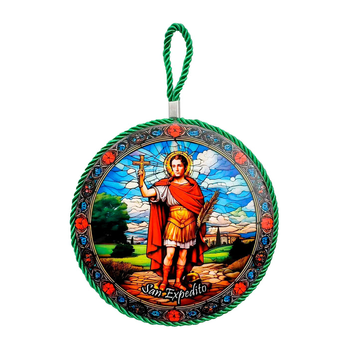 Cuadro retrato colgante ceramica corcho san Expedito 4053-6