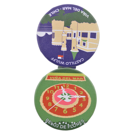 Espejo doble cara metal doble diseno reloj de flores 4137-24