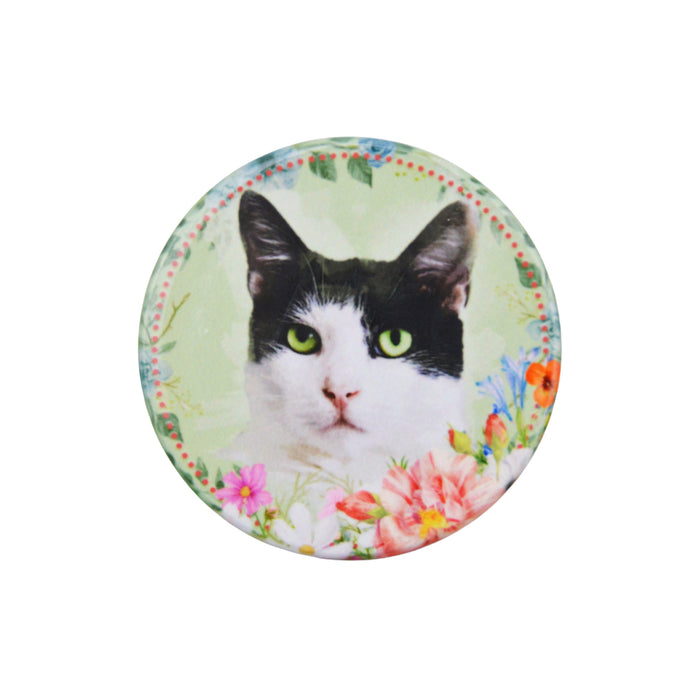 Iman ceramica corcho floral gato blanco negro 5131-24