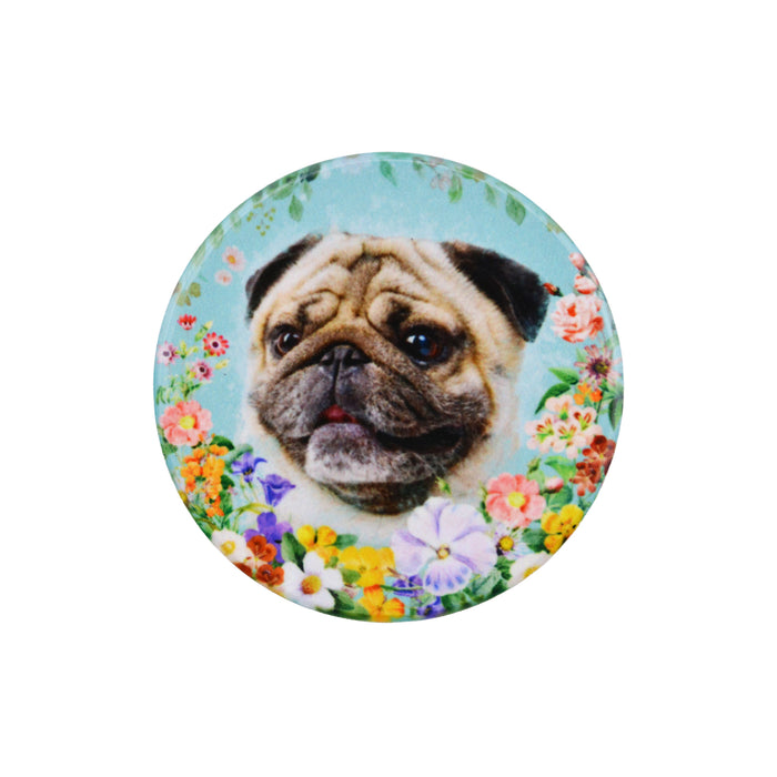 Iman ceramica corcho flores perro pug 5130-24