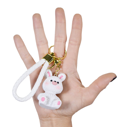 Llavero conejo blanco plastico metal 4041-1