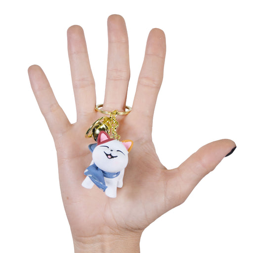 Llavero gato blanco bufanda plastico 4035-2