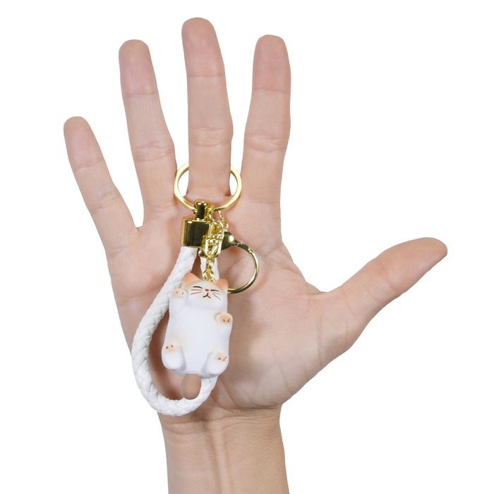 Llavero gato blanco gordo plastico metal 4205-2