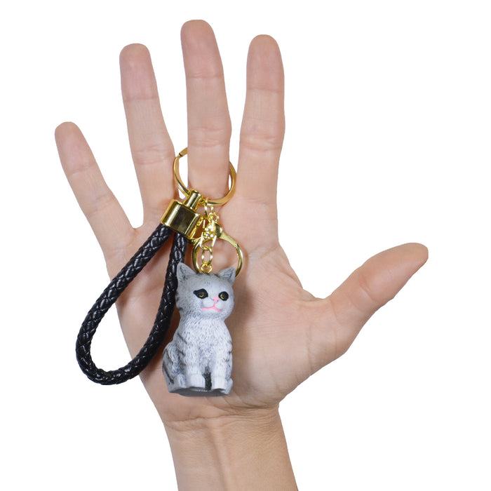 Llavero gato gris plastico metal 4201-3