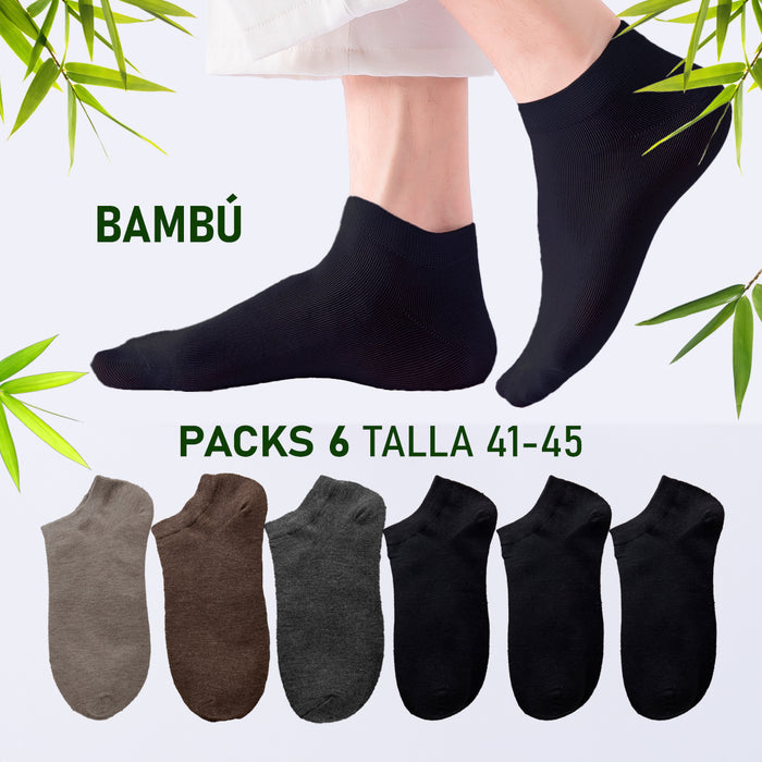 Pack 6 calcetines colores corto bambu hombre 3862