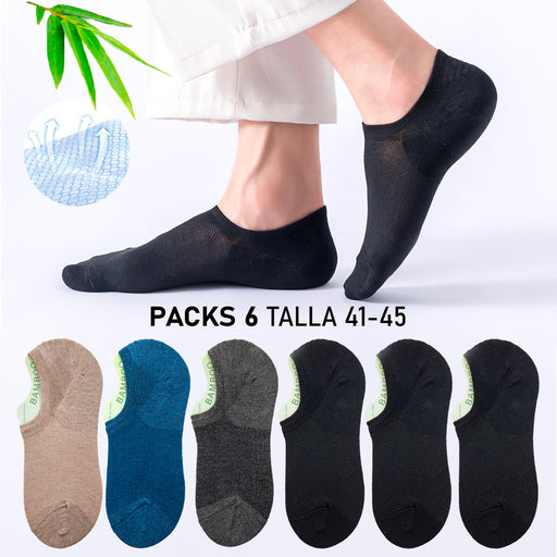 Pack 6 calcetines colores invisible bambu hombre 3940