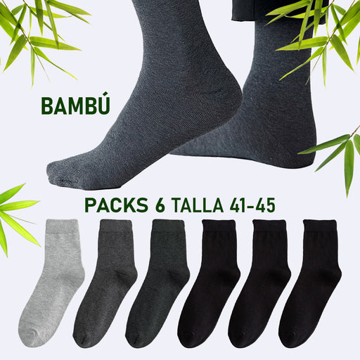 Pack 6 calcetines colores largo bambu hombre 3863