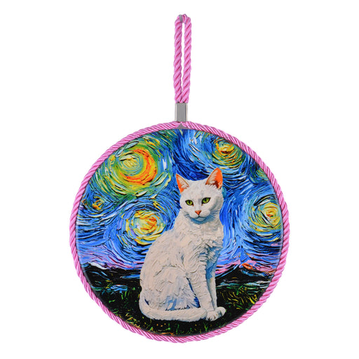 Posaolla ceramica corcho colgante gato blanco pintura 4257-6