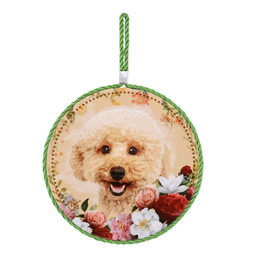 Posaolla ceramica corcho colgante perro poodle beige jardin 3372-4
