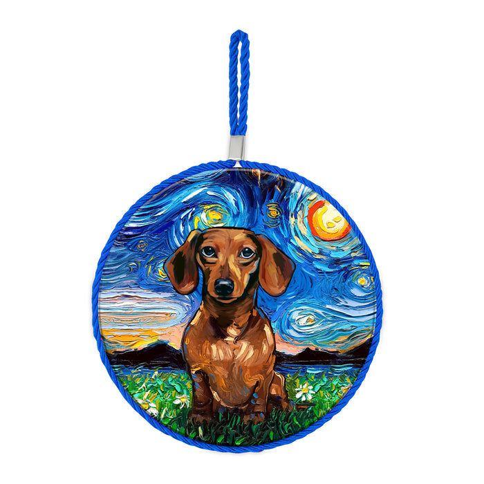 Posaolla ceramica corcho pintura perro salchicha cafe 4112-1