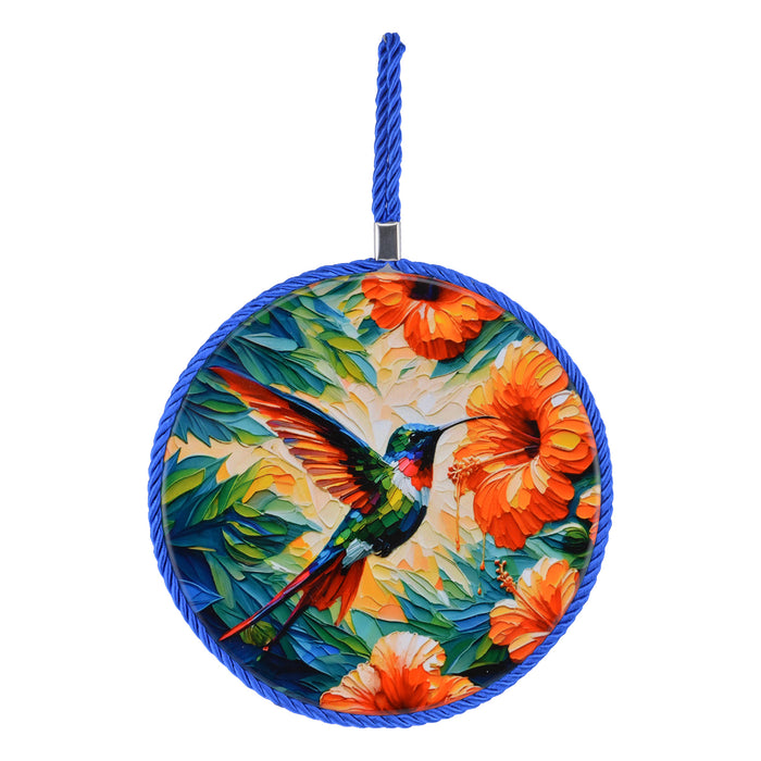 Posaolla colgante ceramica corcho colibri flores hilo azul 4212-3