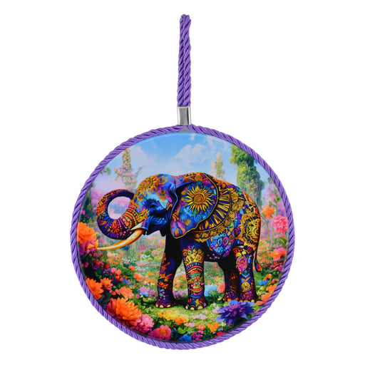 Posaolla colgante ceramica corcho elefante hilo morado 4217-6