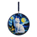 Posaolla gato blanco noche estrellada van gogh colgante corcho ceramica 3966-1