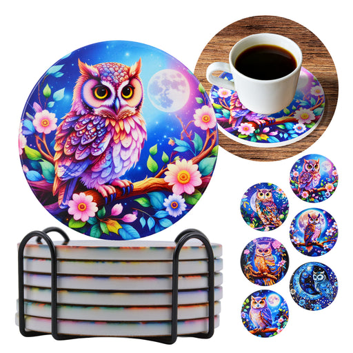 Posavasos ceramica corcho buho flores 4220