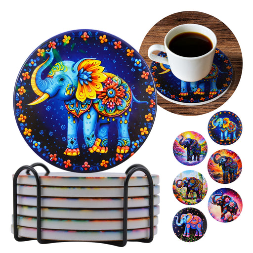 Posavasos ceramica corcho elefante flores  4221