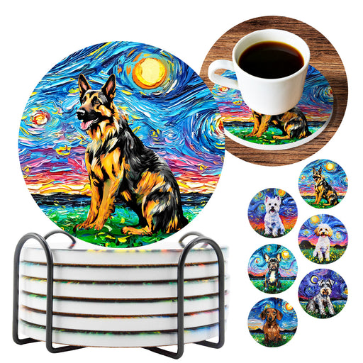 Posavasos perro ceramica corcho van gogh pintura pastor aleman 4147
