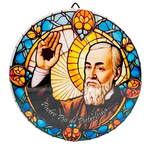 Retrato colgante ceramica corcho Padre Pio de Pietrelcina 4054-3