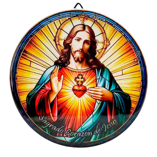 Retrato colgante ceramica corcho sagrado corazon de Jesus 4054-2