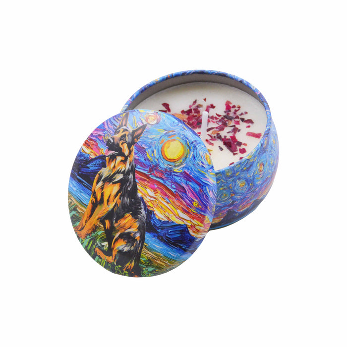Velas aromaticas pintura perros metal pastor aleman 4071-8