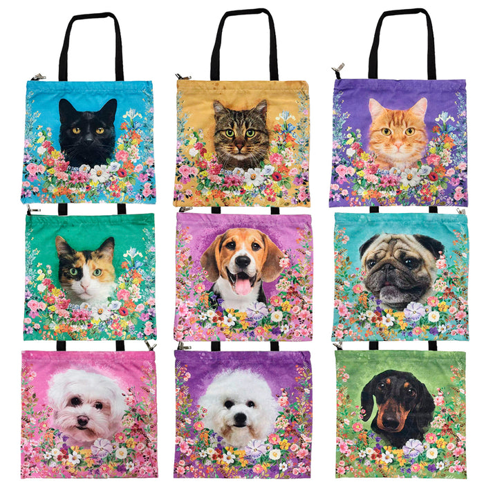 Portada bolso floral perros y gatos 