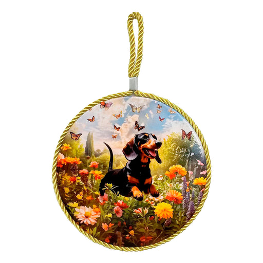 Portada posaolla ceramica corcho perro salchicha negro jardin 3924-1