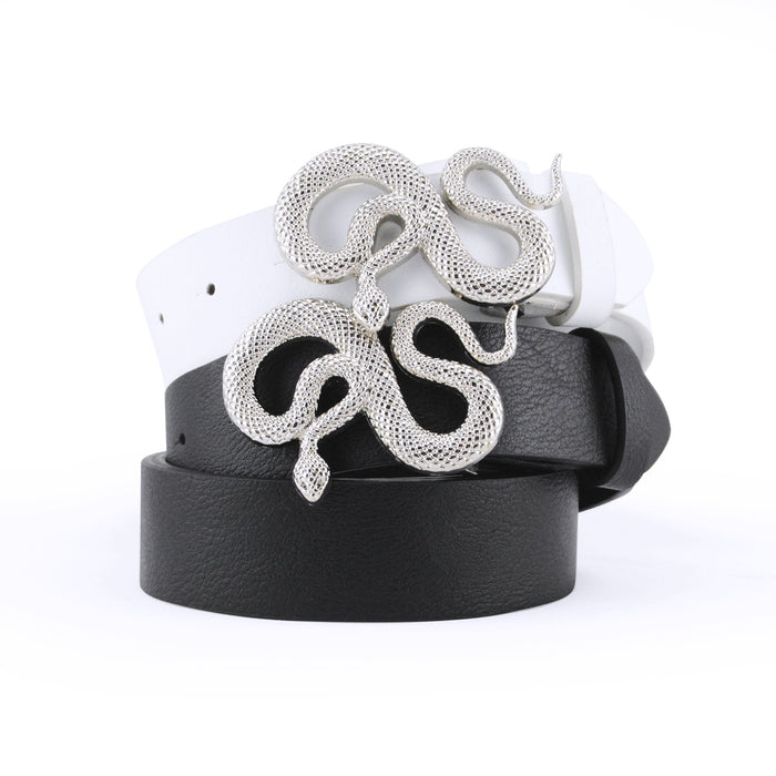 Portada cinturon sintetico Negro Blanco serpiente 3468-1