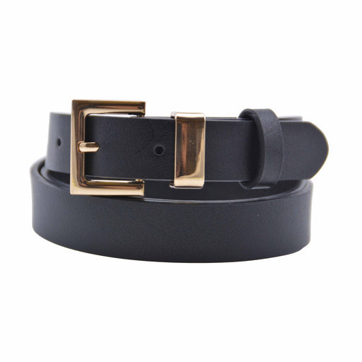 cinturon sintetico liso negro metal Dorado 4079-2